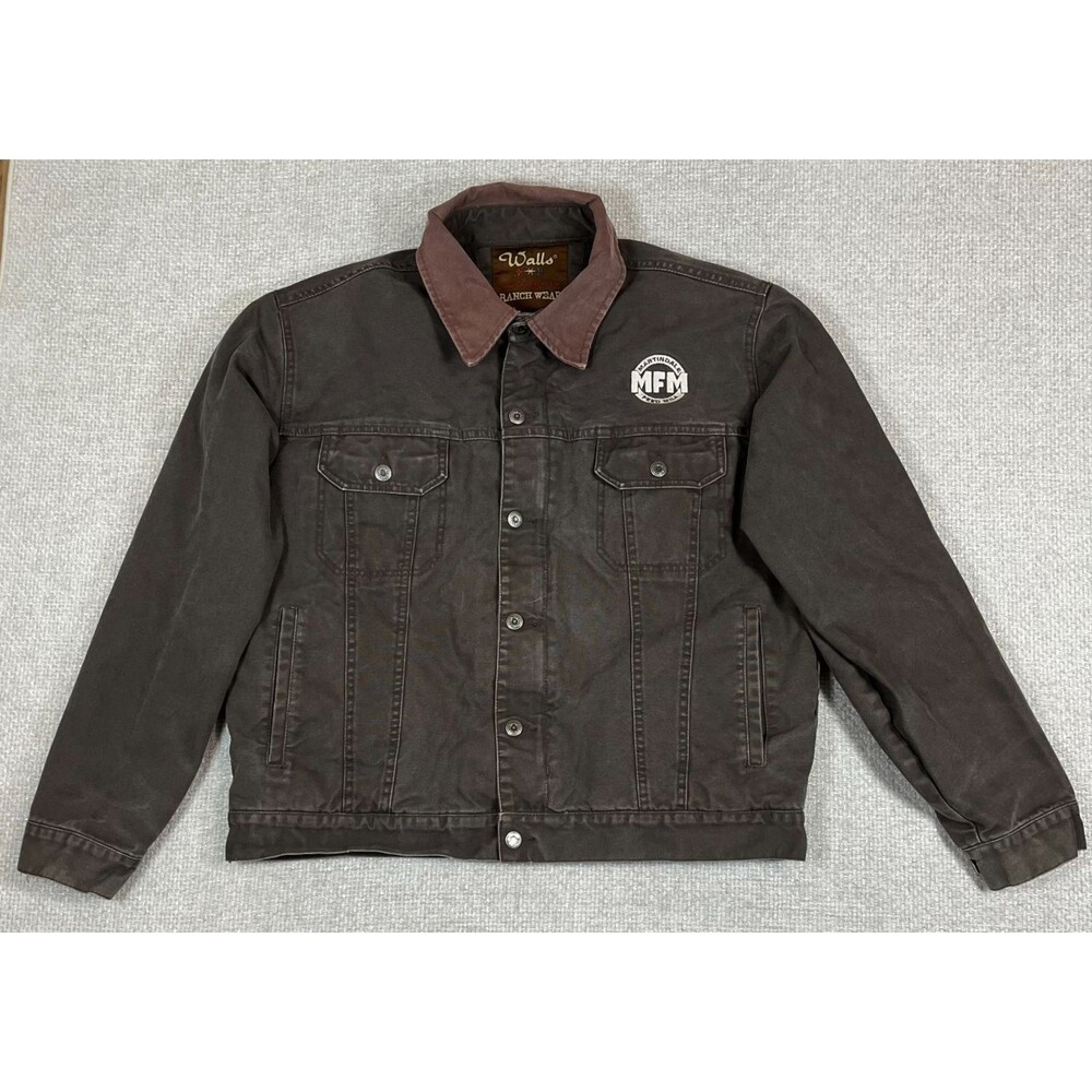 Walls Ranch Wear Chore Barn Jacket Men Large Tall Brown Canvas Fleece Lined